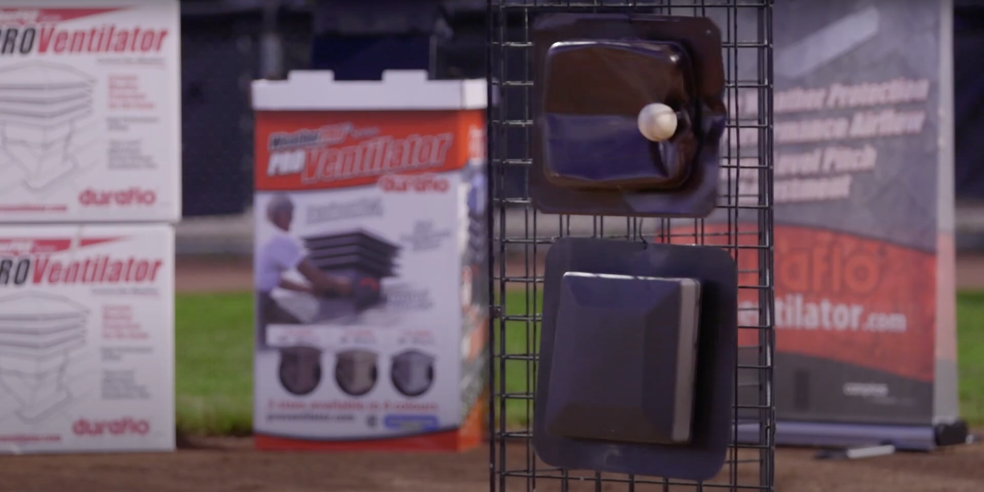 dent made in metal vent from baseball throw while plastic vent looks unharmed